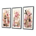thumbnail image 3 of Designart "Pink and Gold Boho Chic Beauty Make-up IV" Toiletries Framed Wall Art Set Of 3 - Pink Glam Frame Gallery Wall Set For Home Decor, 3 of 6