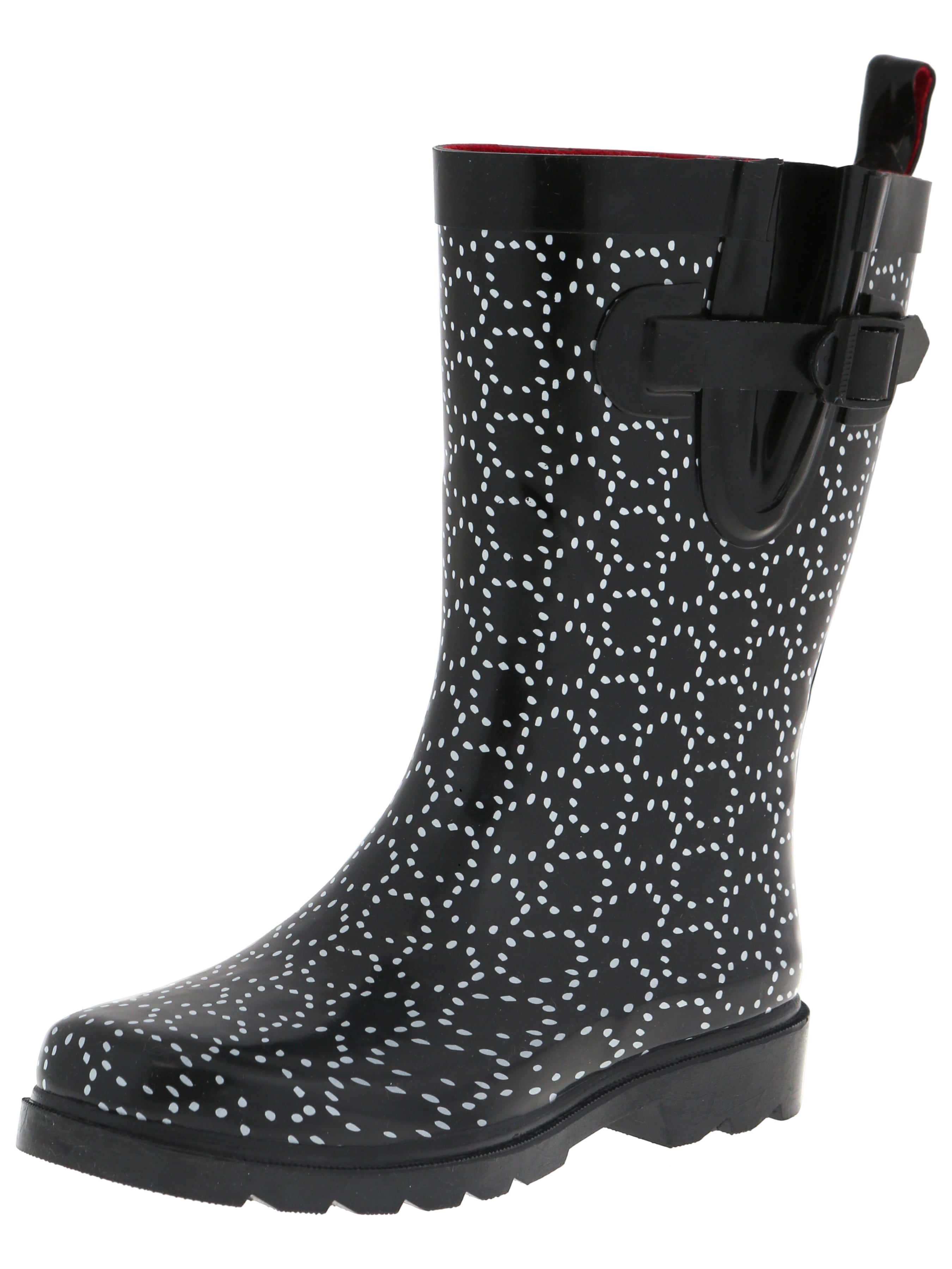 ONLINE Women's Dotted Circles Mid Calf Rubber Rain Boots