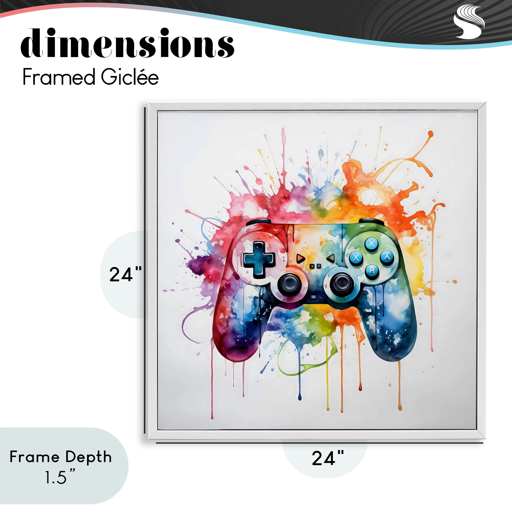 Stupell Industries Colors of Gaming Splatter White Framed Giclee Art, design by Creative Studio
