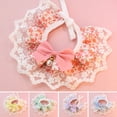 thumbnail image 4 of Cat Saliva Towel Lace Patchwork Fake Pearl Decor Floral Print Bowknot Pet Cat Neckerchief Daily Collocation, 4 of 8