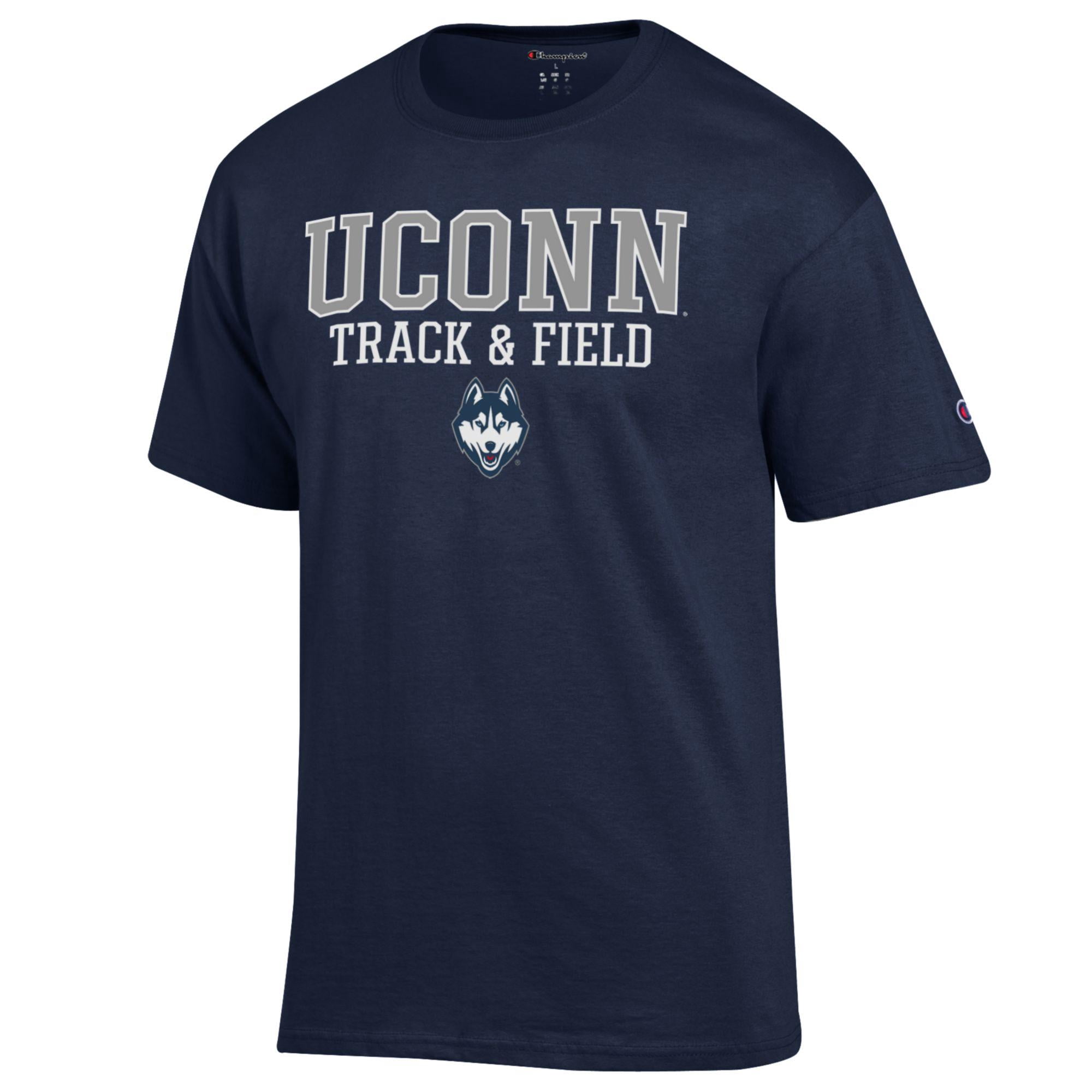 Men's Champion  Navy UConn Huskies Track & Field Stack T-Shirt