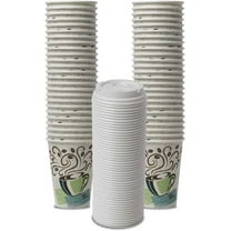Dixie PerfecTouch WiseSize Coffee Design Insulated Paper Cup, 12oz Cups and Lids Bundle (12 oz, 50 Cups, 50 Lids)
