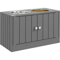 Sptwo Large Elevated Dog Bowls with Storage Cabinet - 44L Capacity, Raised Dog Bowl Stand Feeding Station, Gray