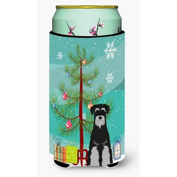 Carolines Treasures Merry Christmas Tree Standard Schnauzer Black & Grey Tall Boy Beverage Insulator Hugger