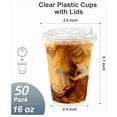 thumbnail image 2 of Clear Plastic Cups With Lids, 16 Oz, 50 Count, Disposable Cold Drink Cups, Ideal For Party Drinks, Smoothies, Iced Coffee And Juice, 2 of 5