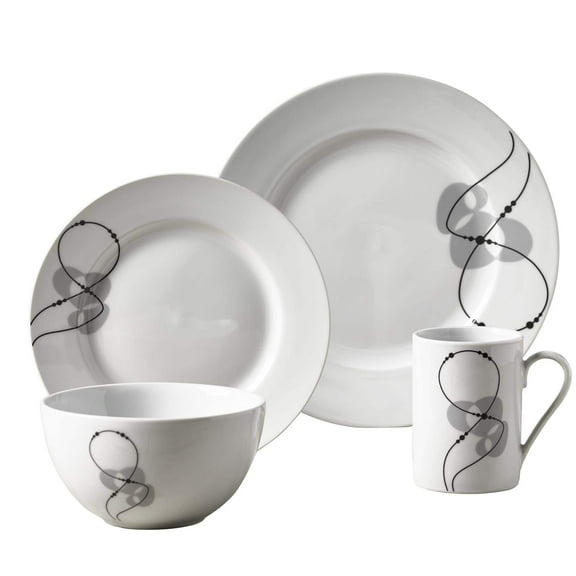 Tabletops Gallery 16 Piece Jaqueline Round Porcelain Dinnerware Set, Service for 4