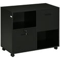 thumbnail image 1 of CoSoTower Mobile Printer Stand, Lateral File Cabinet with Lock, Filing Cabinet with Hanging Bars for Letter, A4 Size, Black, 1 of 7