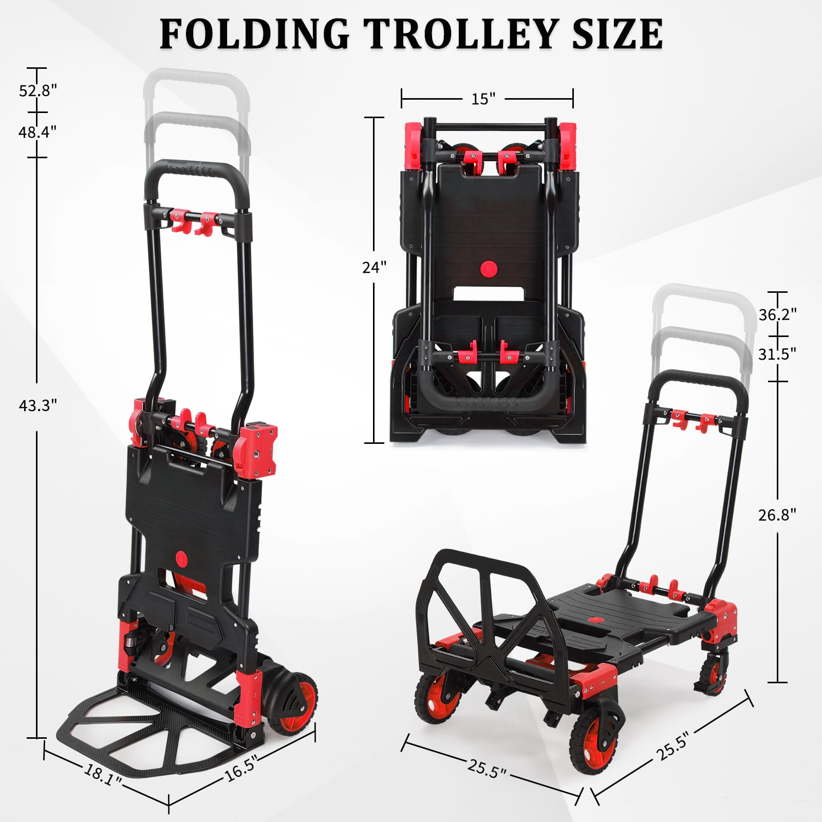 Ktaxon 2 in 1 Portable Hand Truck Hand Cart, Foldable Dolly, 330LB Capacity, with Retractable Handle