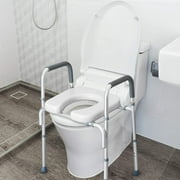 OasisSpace Stand Alone Raised Toilet Seat 300lbs - Heavy Duty Medical Raised Homecare Commode and Safety Frame, Height Adjustable Legs, Bathroom Assist Frame for Elderly, Handicap, Disabled