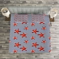 thumbnail image 3 of Ambesonne Starfish Quilted Bedspread Set 3 Pcs, Maritime Themed Pattern, King Size, Navy White Red, 3 of 3