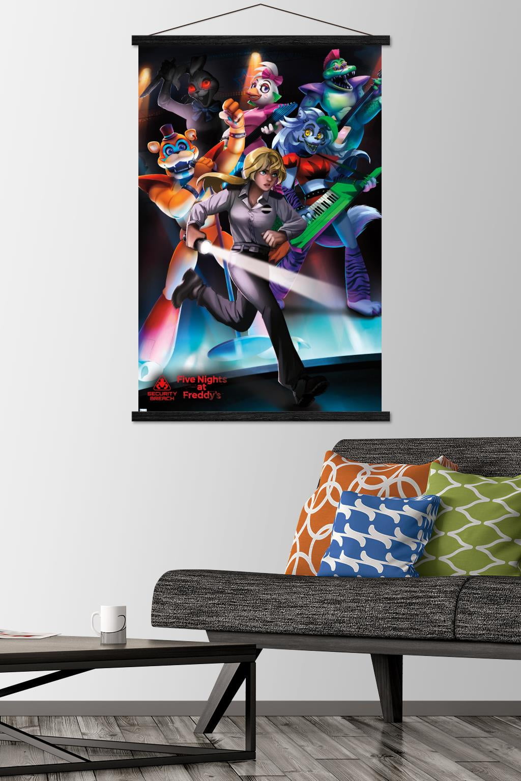 Five Nights at Freddy's: Security Breach - Group Wall Poster with Wooden Magnetic Frame, 22.375" x 34"