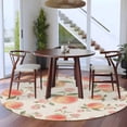 thumbnail image 3 of Peach Round Area Rug 5Ft Washable Circle Rugs for Living Room Bedroom, Spring Floral Green Leaf Botanical Pink Fruit Rustic Non-Slip Carpet Floor Mats Indoor Outdoor Carpet Runner Home Decor, 3 of 8