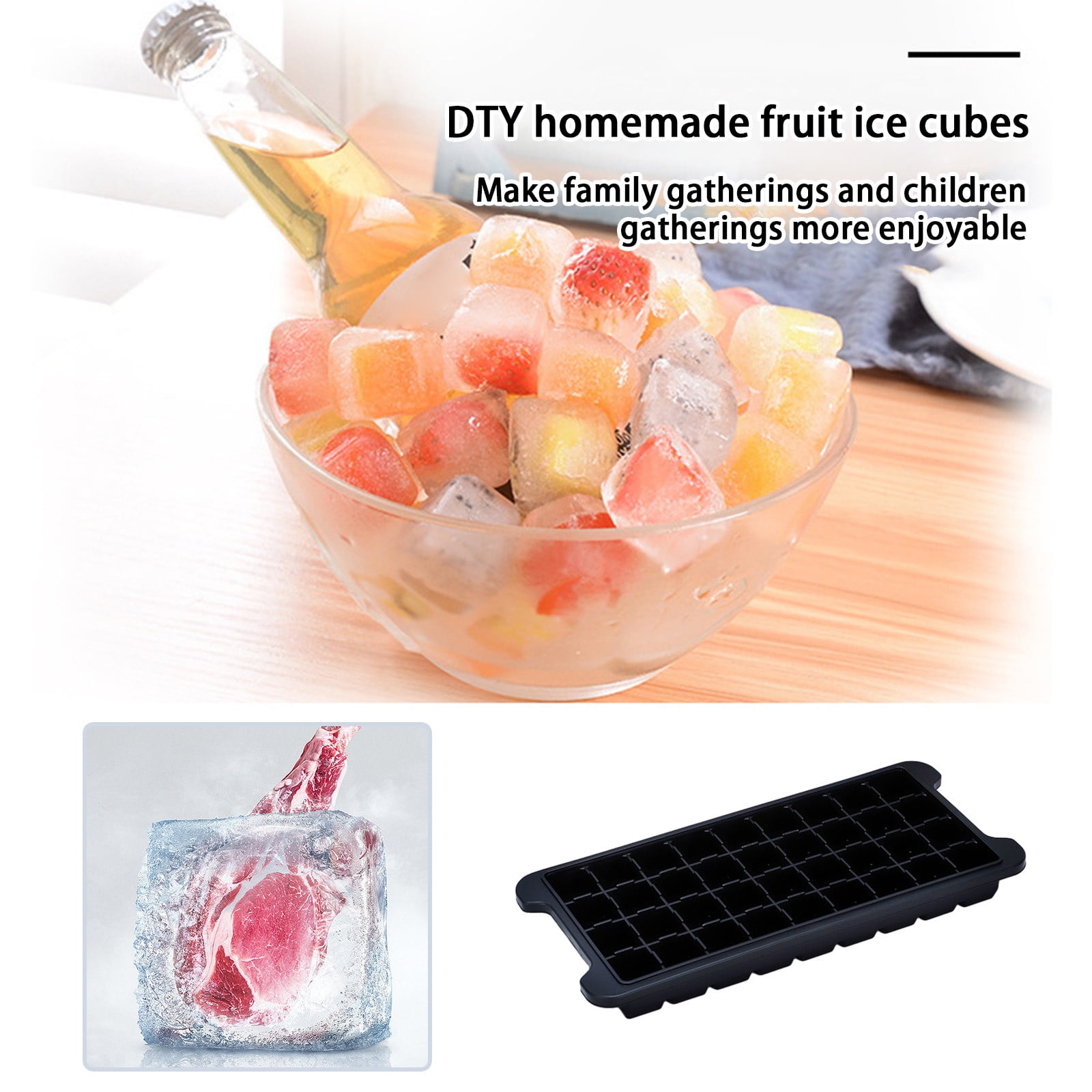 JilgTeok 2 Packs 36-Ice Block Tray with Lid, Large Capacity Easy Press Ice Cube Maker for Freezer, BPA Free Plastic Ice Mold for Whiskey Cocktails Coffee, Dishwasher Safe