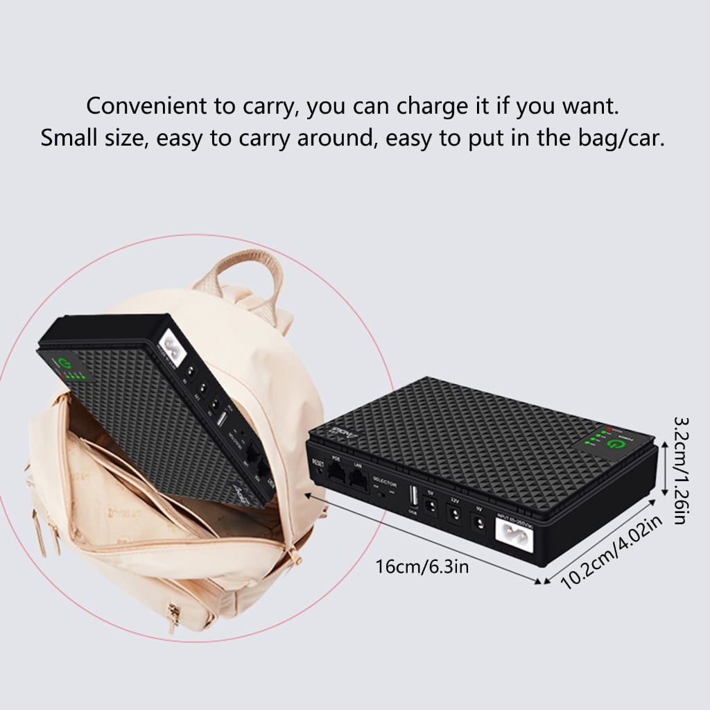 Small UPS Backup Power 10400mah/8800mah 5V 9V 12V Uninterruptible Power Supply with Adapter for Networking Gear