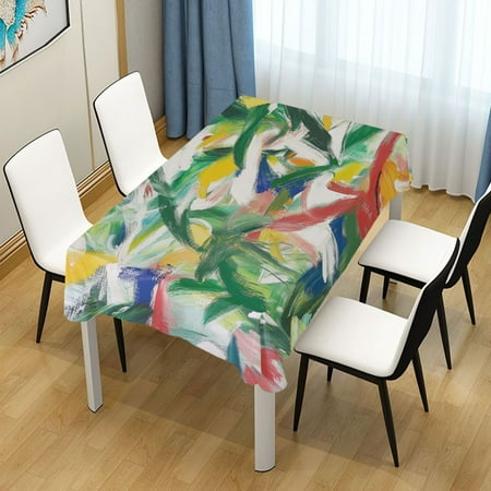 

54x72 Inch Tablecloth Polyester Square Tablecloth for Home Kitchen Dinner Decor Abstract Painting Of Tropical Flowers