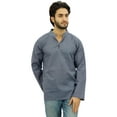 thumbnail image 2 of Atasi Chemise Tunique Décontractée en Coton Gris Col Court pour Hommes - TTTG, 2 of 7