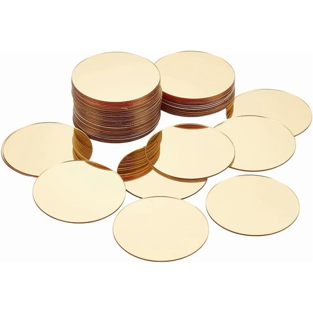 50 mini azulejos de espejo acrílicos de 2 pulgadas, autoadhesivos, planos y redondos, mosaicos decorativos pequeños.