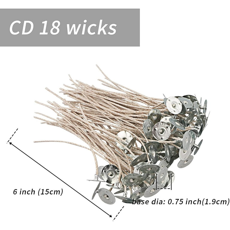 MILIVIXAY CD Series Candle Wicks for Soy Candles,100pcs CD 18 6 Pretabbed  Wicks,Cotton & Paper Wicks for Candle Making.