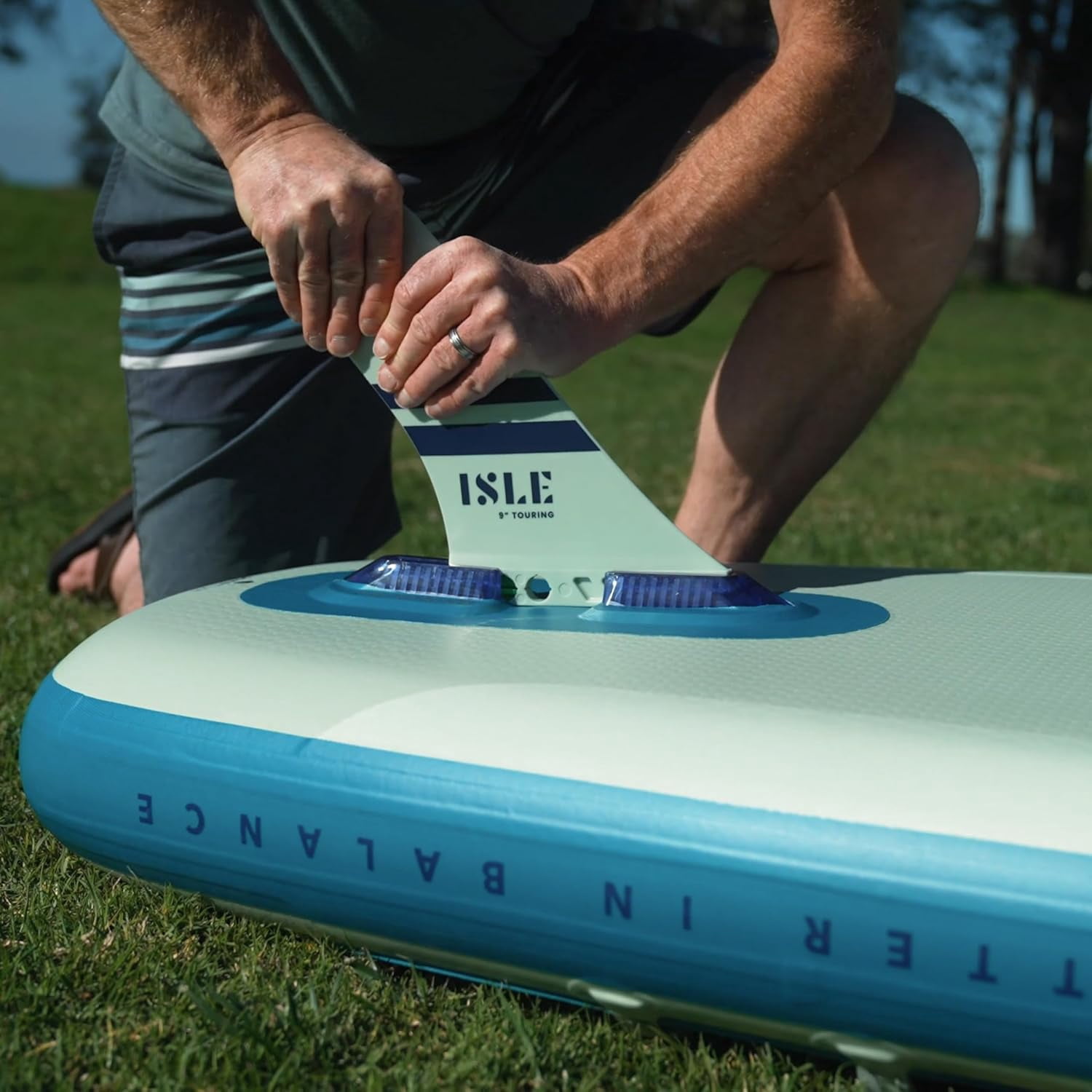ISLE Explorer Inflatable Stand Up Paddle Board & iSUP Bundle 11'6"x 6"- Sea Ice/Seafoam/Deep Sea
