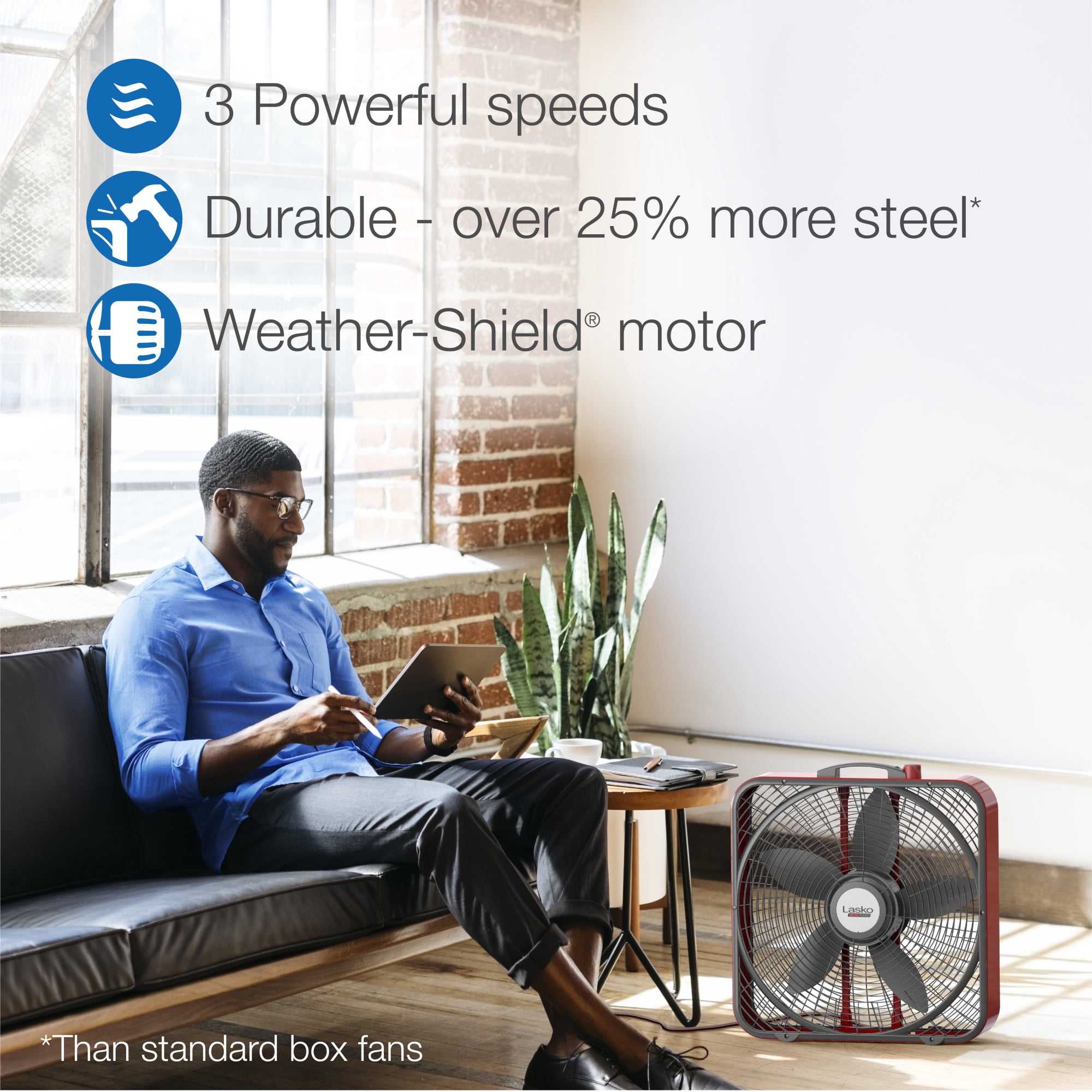 Lasko 20" Pro-Power 3-Speed Industrial Grade Box Fan, B20548