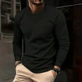 thumbnail image 2 of fheaev summer tank tops for men Man Long Sleeve Solid Color Round Neck Fashion Fallow Casual T-Shirt Tops, 2 of 6