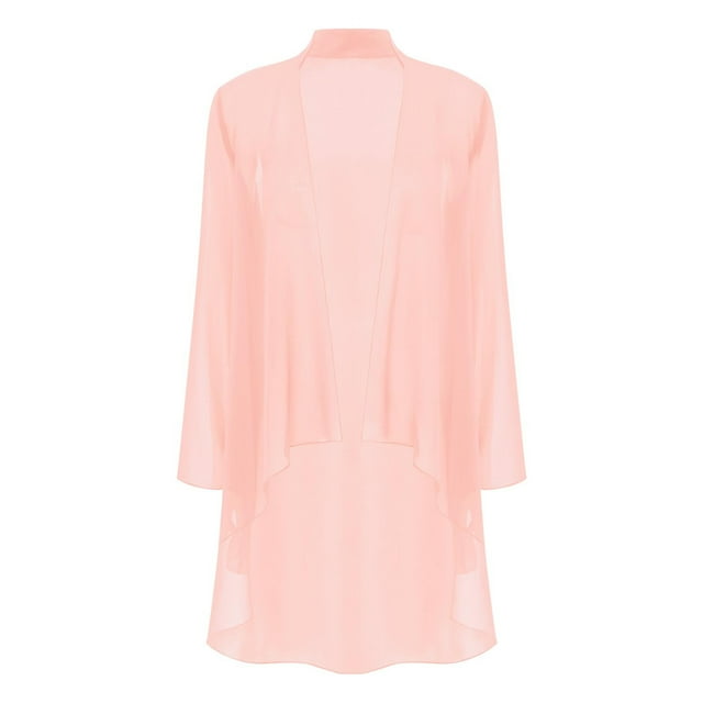 Oyolan Cardigans Kimono pour Femmes en Mousseline Transparente, Cache-Maillots Décontractés Amples, Boléro Ouvert à l'Avant, Vêtement d'Extérieur Rose 3TG