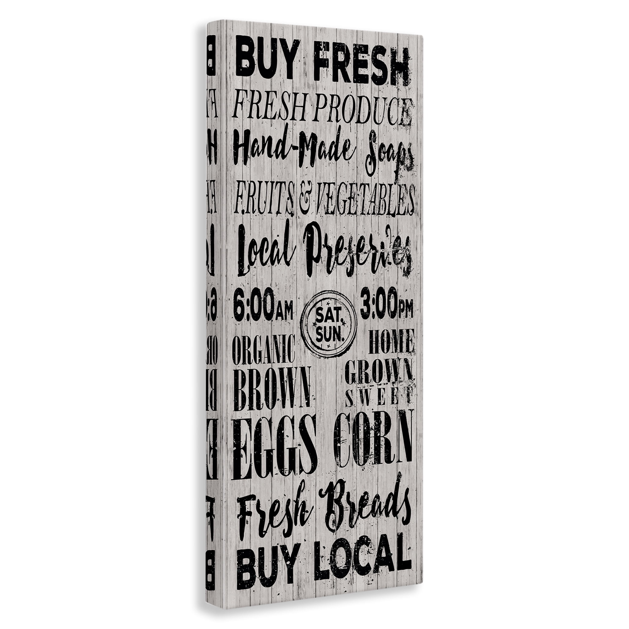 Stupell Industries Buy Farm Fresh Typography Painting Gallery Wrapped Canvas Art Print Wall Art, 10 x 24