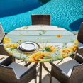 thumbnail image 6 of Sunflower Round Tablecloth 36-44 Inch Round Fitted Table Cloth with Elastic Edge, Summer Eucalyptus Botanical Floral Teal Wood Waterproof Table Cover Protector for Outdoor Picnic Party Dining, 6 of 9