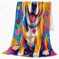 thumbnail image 2 of Vibrant Joyful Dog Portrait Hearts, Cozy Pet Portrait Pattern, Warm Flannel Blanket for Living Room and Bedroom, Dog Lovers Just Because Gift, Pet Lover Home Decor, 2 of 9