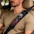 thumbnail image 5 of Xoenoiee Skull Raven Crow Rose Flower Pattern Car Seat Covers Full Set of 5 Front Seats Protectors Covers with Seat Belt Cover Center Console Cover, PU Leather Car Decor Interior Accessories, 5 of 7