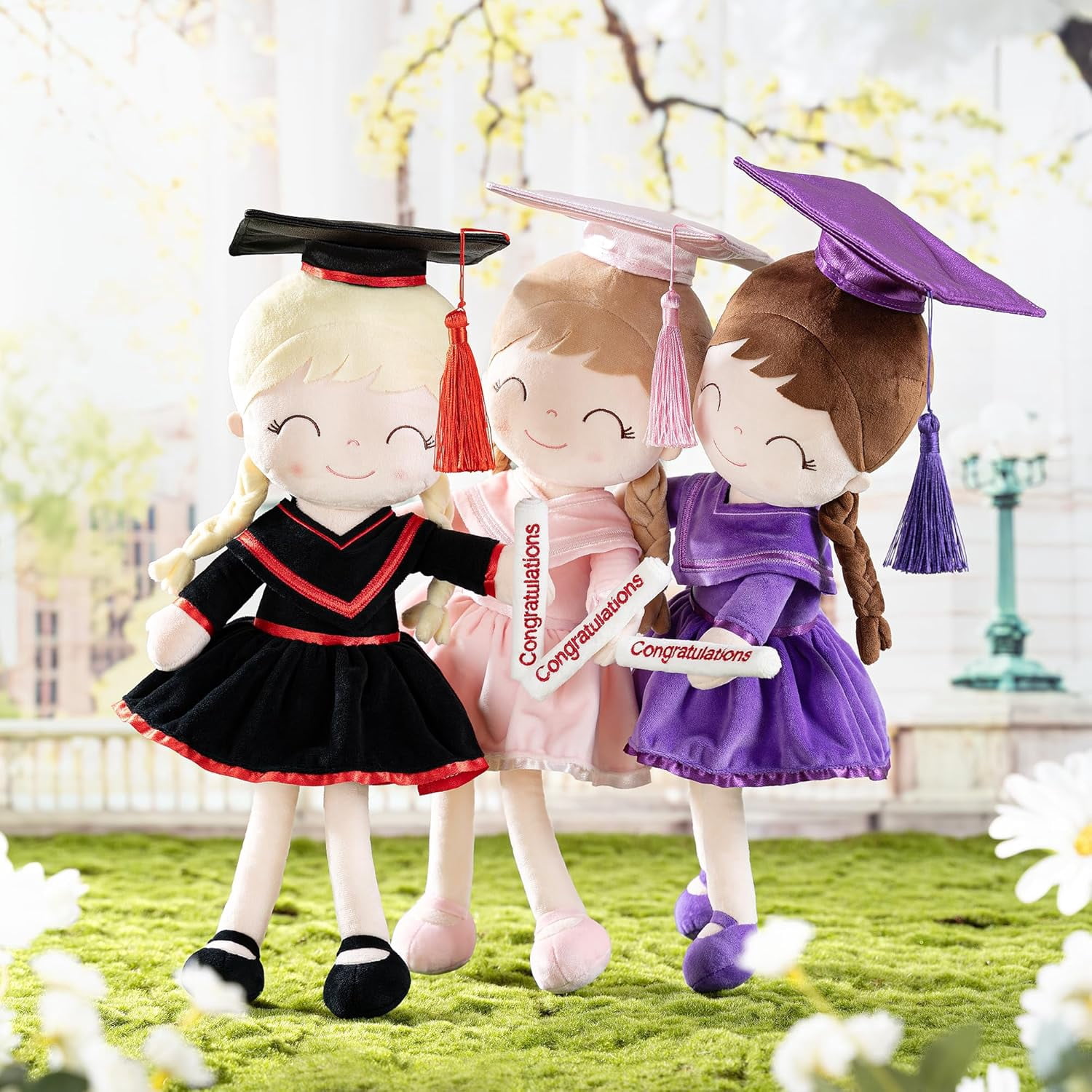 Gloveleya 16" Classic Black Graduation Doll - Traditional Cap & Gown Plush Toy - Kindergarten Preschool Graduation Ceremony Gift, Class of 2026 Keepsake