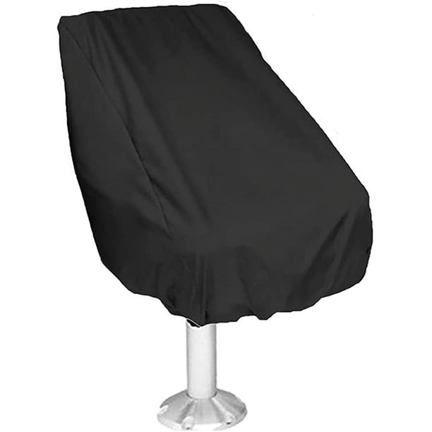 Paquete de 2 fundas para asientos de barcos, fundas impermeables para asientos de sillas de banco de capitán de pontón para exteriores, fundas para sillas (negro)