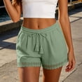 thumbnail image 5 of Htrmlpk Summer Linen Shorts for Women's Elastic Waist Summer Beach Bottoms Athletic Shorts Drawstring Outdoor Work Shorts Jogging Walkshort Pocket, 5 of 7