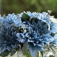 thumbnail image 2 of Enova Home Mixed Artificial Silk Dahlia Flowers in Clear Cylinder Glass Vase with Faux Water (Blue), 2 of 4