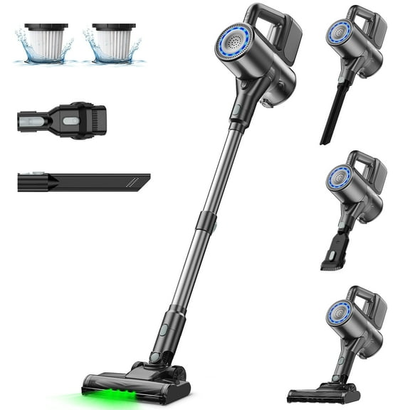 Cordless Vacuum Cleaner, 40Kpa 35Mins Stick Vacuum, Lightweight and Versatile, Deep Cleans, Self-Standing, Green LED