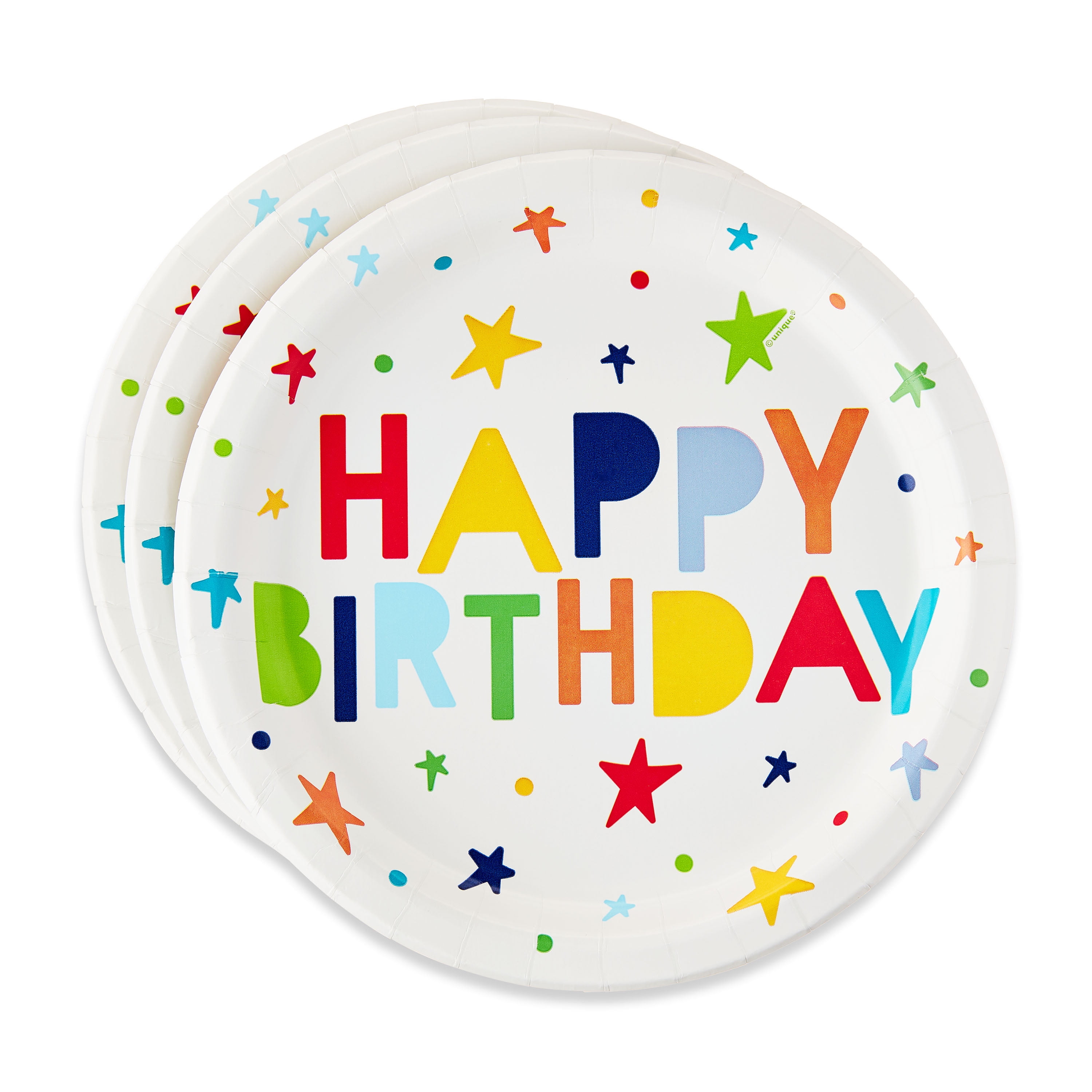 (6 pack) Happy Birthday Disposable Paper Plates, 9", Multicolor, 10 Count, by Way To Celebrate