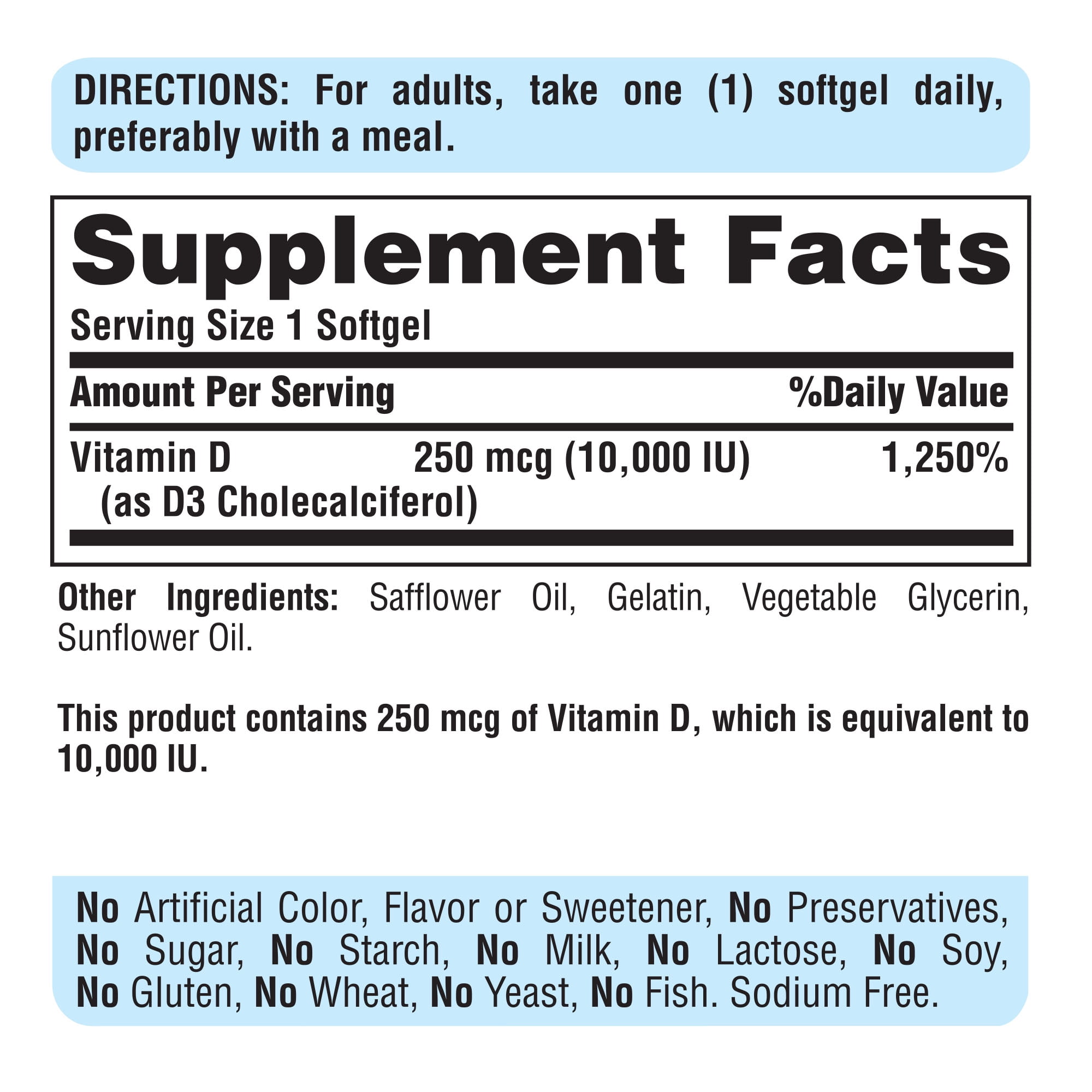 Puritans Pride Vitamin D3 10,000 IU, 100 Count