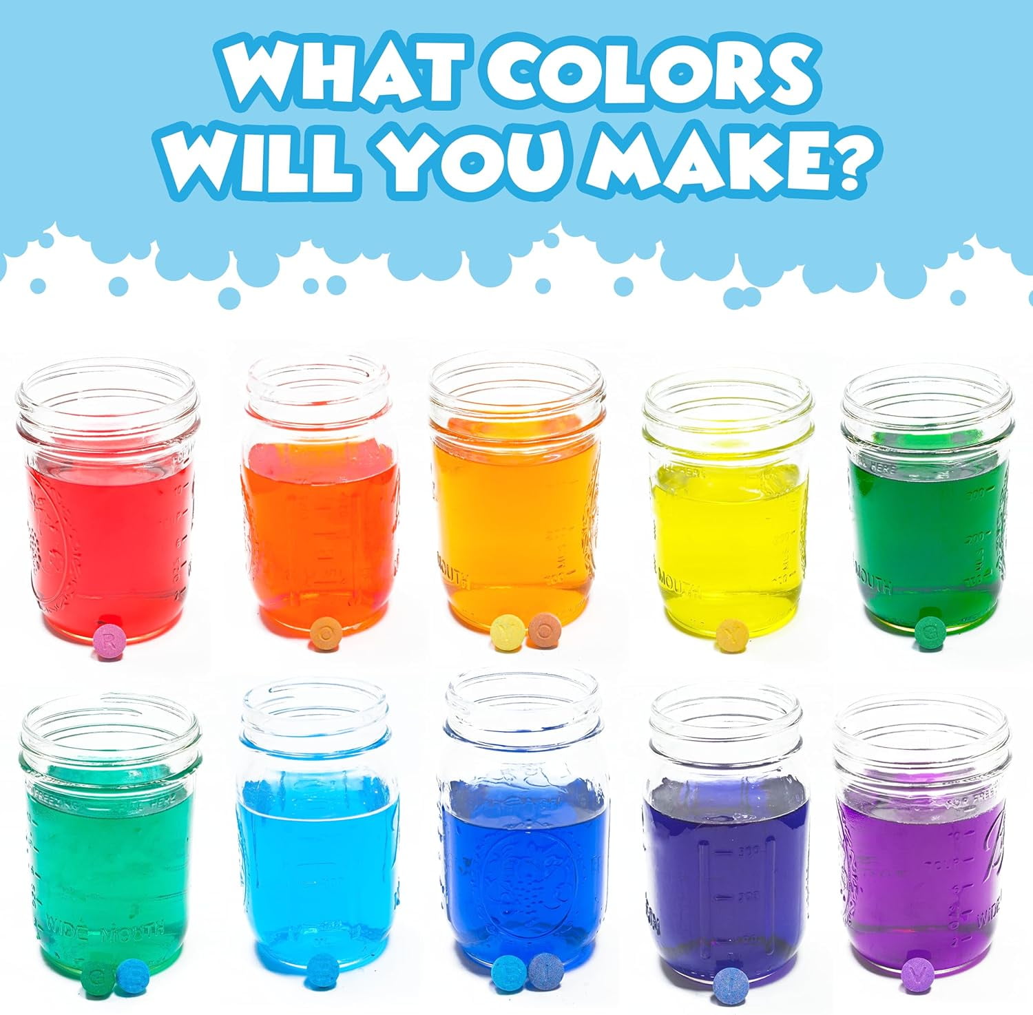 Tub Works Bath Color Fizzies, 150 Count, 3 Pack, Bath Color Tablets for Kids & Toddlers, 7 Colors