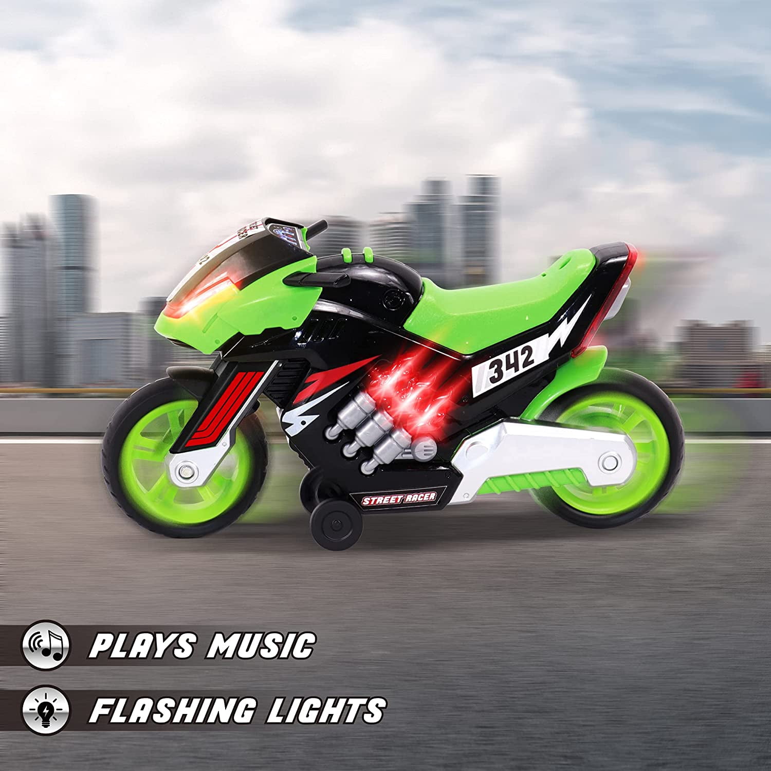 Dazmers Toys Electric Motorcycle Toy With Lights And Sounds - Wheelie Lifters