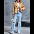 thumbnail image 4 of Chaqueta Gabardina Informal Holgada de Larga con Doble Botonadura y Solapa con Muescas para Mujer, con Bolsillos. Caqui XL, 4 of 8