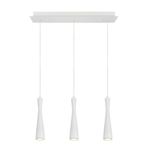 Aspen Creative 61061-2 Adjustable LED Three-Light Hanging Pendant Ceiling Light, Contemporary Design in White Finish, Metal Shade, 22 7/8" Wide