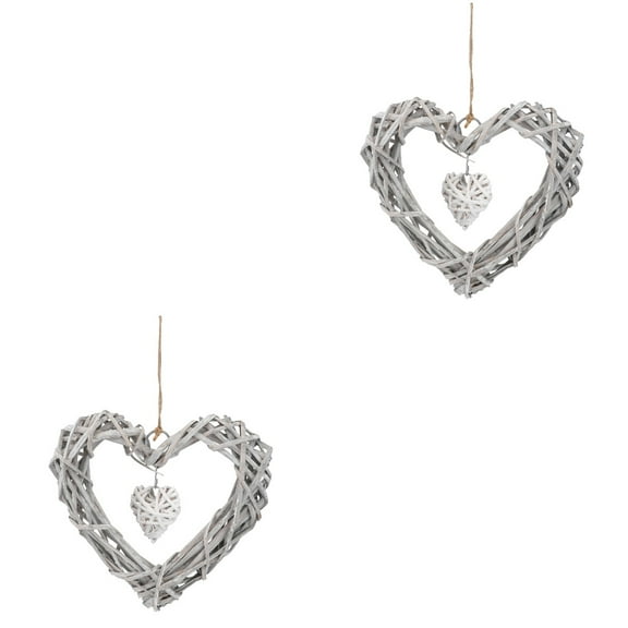 LITINKIMI Heart Shaped Pendant Picture Holder White 2Pcs 11.8x11.8in
