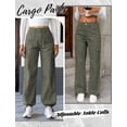 thumbnail image 3 of Eddoyee Womens High Waist Cargo Wide Leg Denim Pants Stretch Casual Jeans S-XXL, 3 of 6