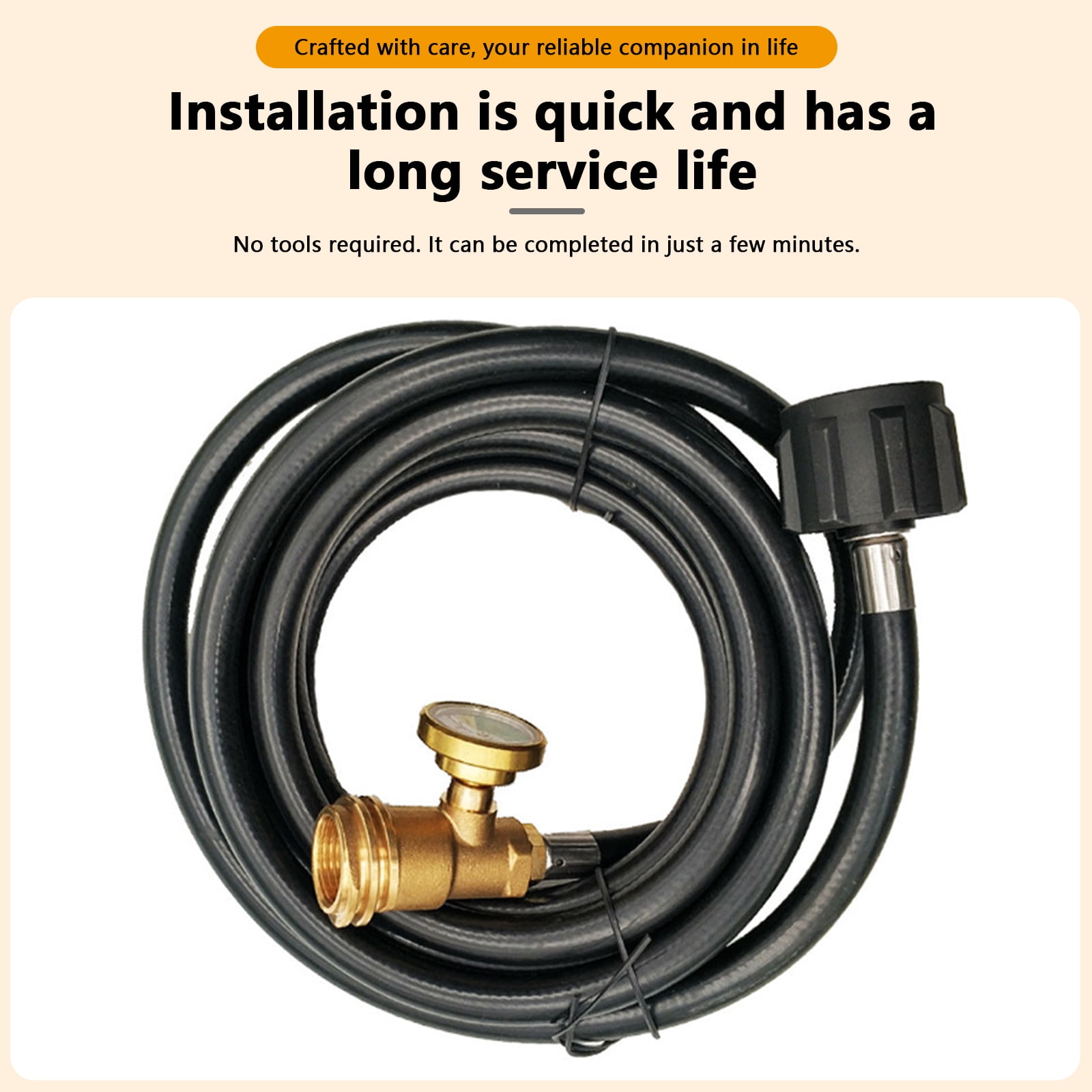 Arcticwind 12 Feet Propane Hose w/ Gauge,Propane Adapter Hose,Pressure Propane Regulator Converts POL 100 lb LP Tank to QCC1,Pressure Propane Gas Hose and Adapter for Gas Grill,Stove,etc