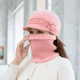 thumbnail image 3 of Gorro de punto de pelo de conejo de otoño e invierno para personas de mediana edad y mayores, conjunto de tres piezas de gorro de lana cálido de invierno para niños y bufandas, 3 of 6