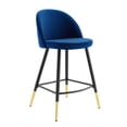 thumbnail image 3 of Modway Cordial 25.5" Velvet & Metal Counter Stools in Black/Navy (Set of 2), 3 of 10