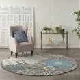 thumbnail image 4 of 8â€™ Round Charcoal and Blue Big Flower Area Rug, 4 of 6