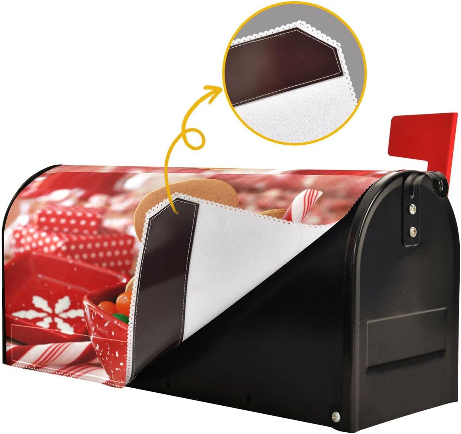 Gingerbread Man Christmas Mailbox Cover Xmas Winter Mailbox Covers Magnetic Large Oversized 21"X25.5" Mailbox Wraps Post Letter Box Cover Garden Decorations