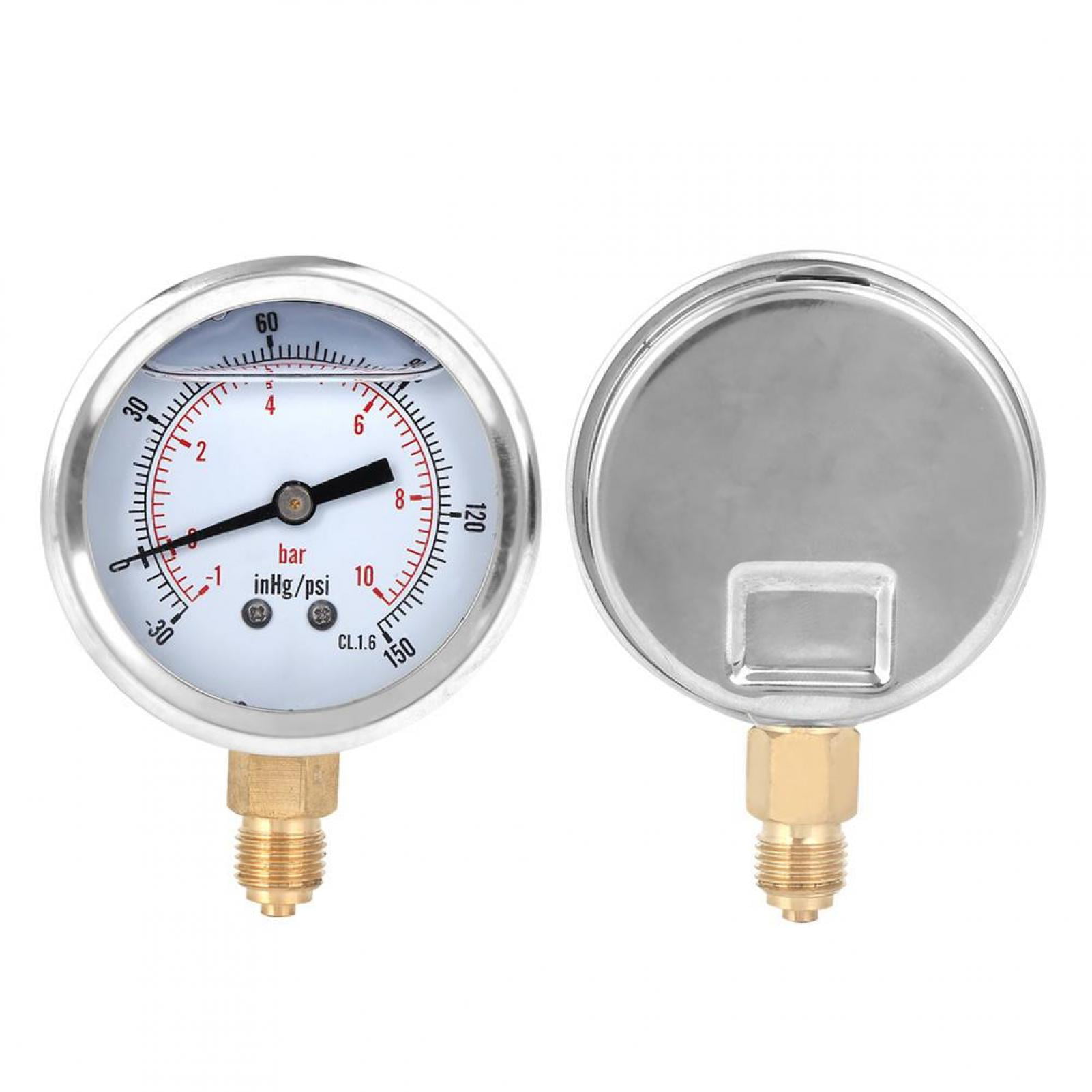 1/4BSP Oil Filled Pressure Gauge 0-300psi Stainless Steel Radial Pressure Gauge Manometer for Machinery and Petroleum 