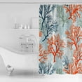 thumbnail image 4 of 54x78 Inch Shower Curtain Decorative Orange-red Coral Bathtub Bath Curtains Fabric Waterproof Bathroom Decor Blue Ocean Coastal Nature Branch Dots Small Stall Shower Curtain Set with 12 Hooks, 4 of 6